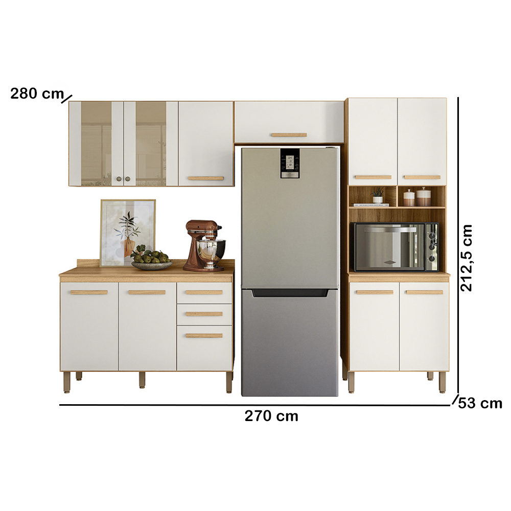 Cozinha Modulada 4 Peças 17009 Freijo Off White Cristal Nicioli