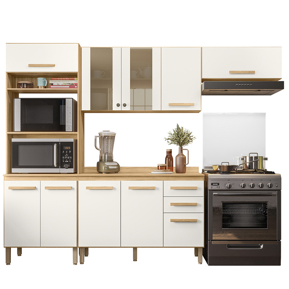 Cozinha Modulada 4 Peças 17010 Freijo Off White Cristal Nicioli