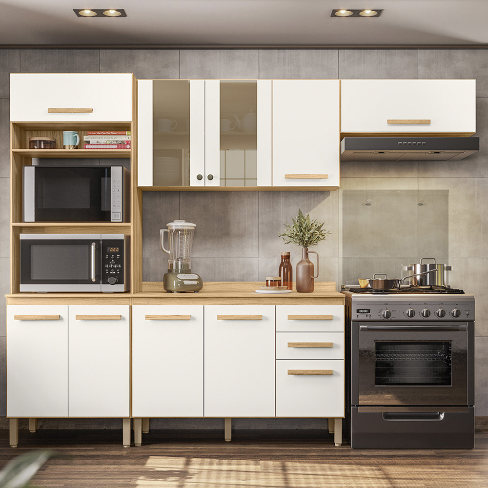 Cozinha Modulada 4 Peças 17010 Freijo Off White Cristal Nicioli