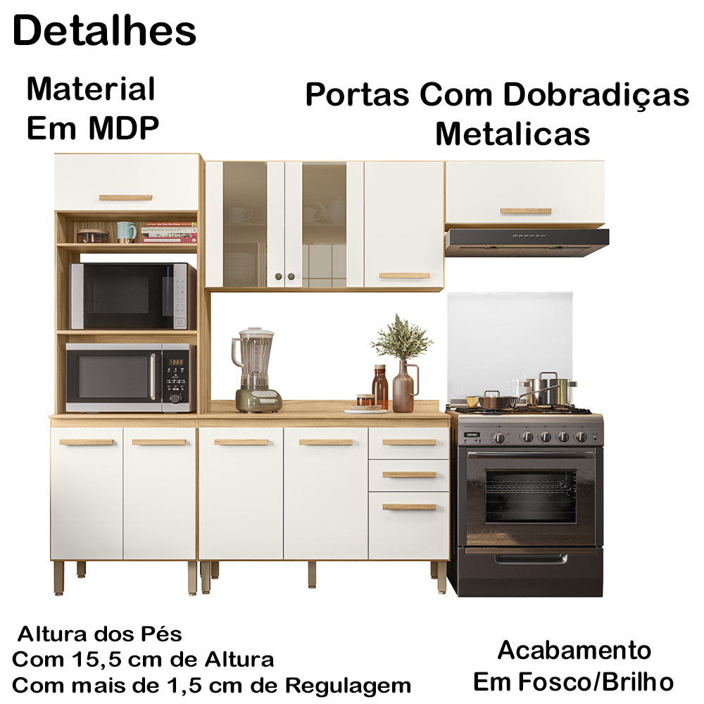 Cozinha Modulada 4 Peças 17010 Freijo Off White Cristal Nicioli