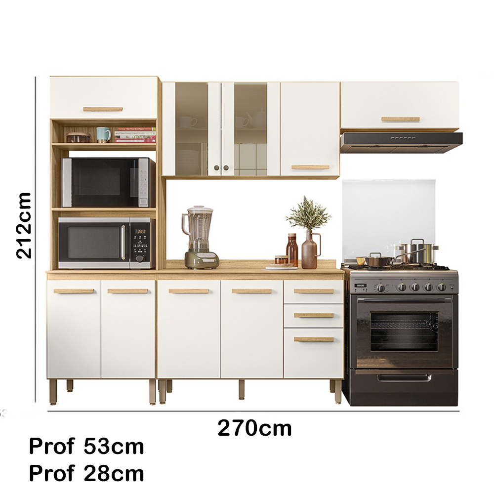 Cozinha Modulada 4 Peças 17010 Freijo Off White Cristal Nicioli