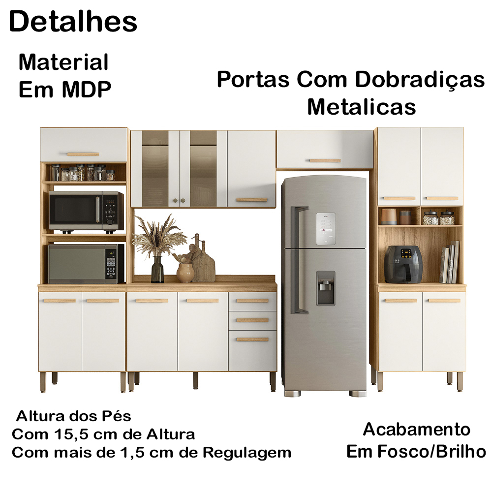 Cozinha Modulada 5 Peças 17011 Freijo Off White Cristal Nicioli