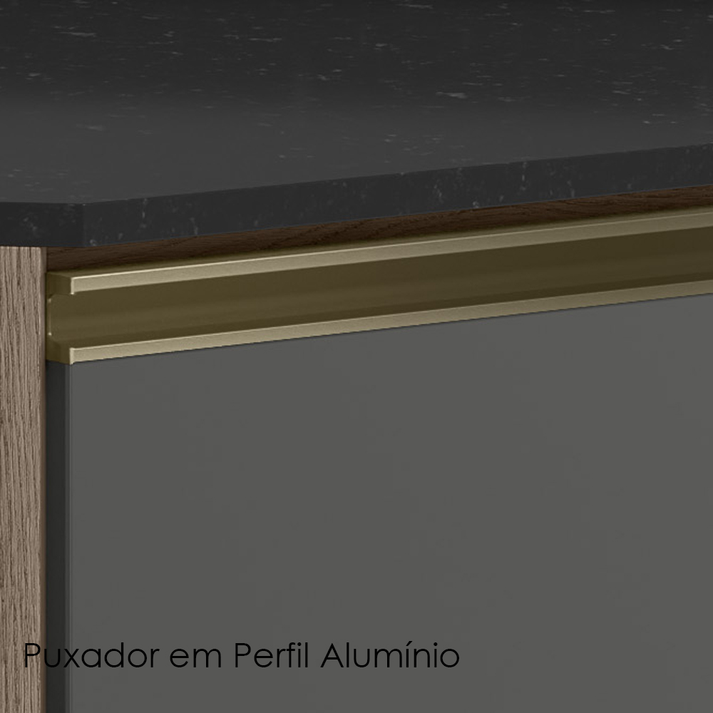 Cozinha Modulada 9 Peças MDF Kali Carvalho Toq Chumbo Nicioli