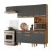 Cozinha com Balcão Lemon com 10 Portas e 1 Gaveta 222 cm Freijo/Chumbo
