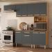 Cozinha com Balcão Lemon com 10 Portas e 1 Gaveta 222 cm Freijo/Chumbo