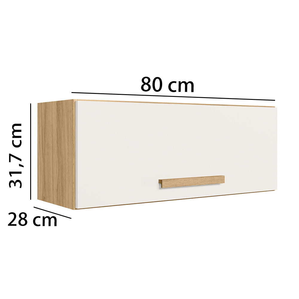 Kit Armario Aereo e Balcao 80cm 16978x16986 Freijo Off White Cristal Nicioli