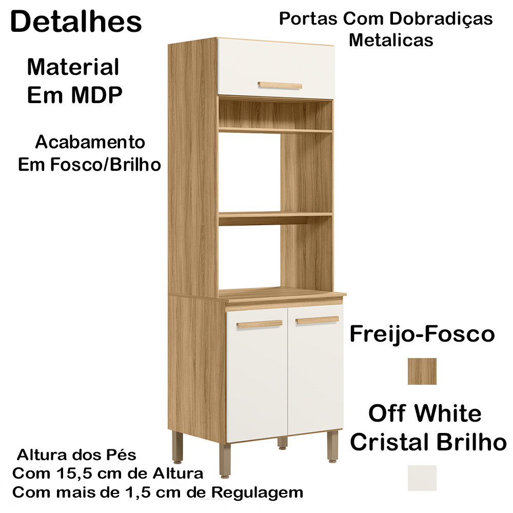 Paneleiro 03 PT 70 cm 16994 Freijo Off White Cristal Nicioli