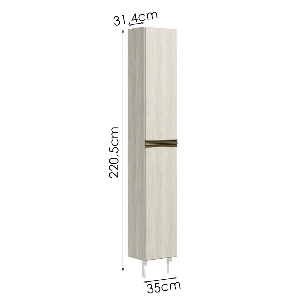 Paneleiro 1 Porta 221X50cm MDF Kali 12229 Bianco Toq Bianco Toq Nicioli
