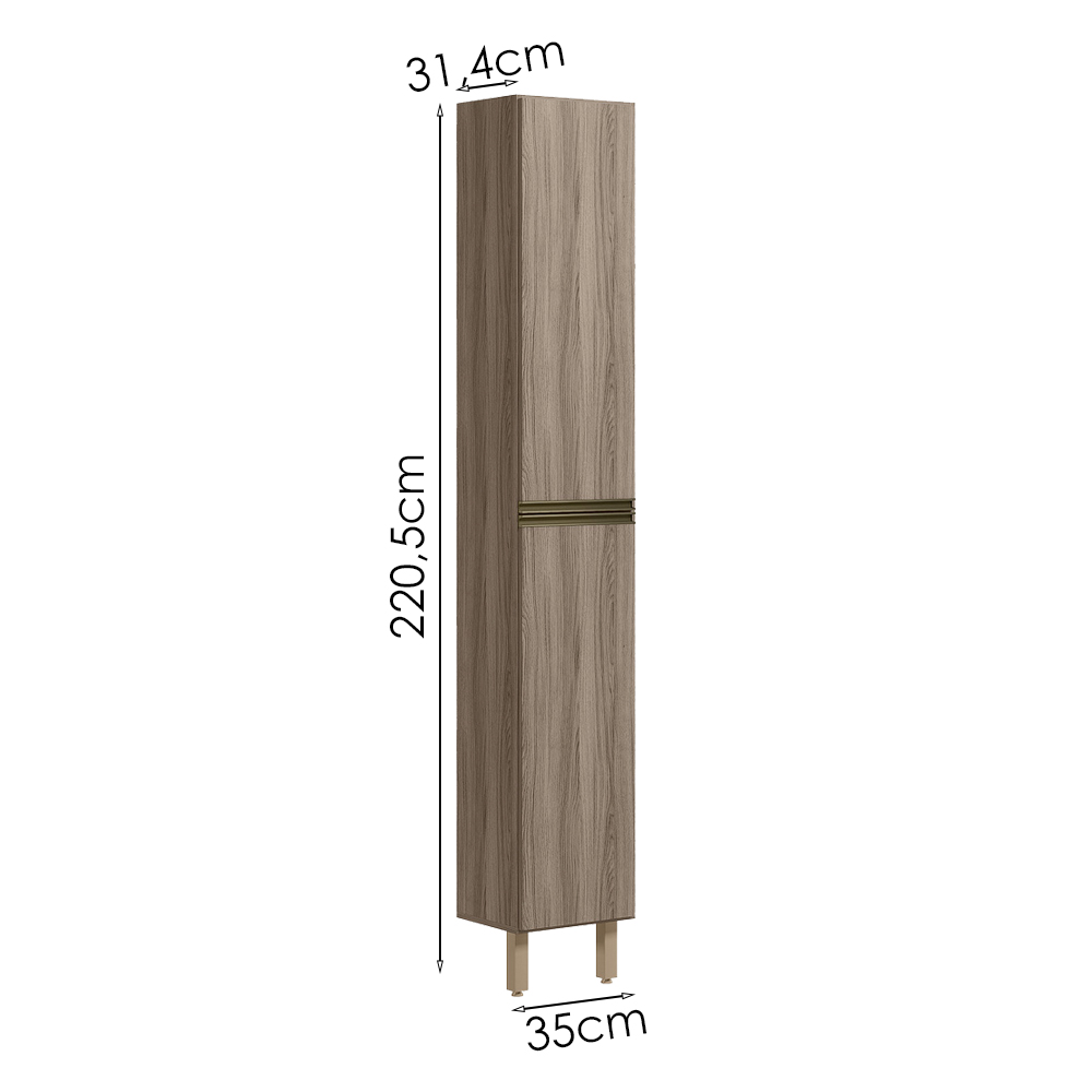 Paneleiro 1 Porta 221X50cm MDF Kali 12229 Carvalho Toq Carvalho Toq Nicioli