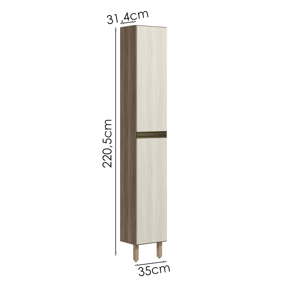 Paneleiro 2 Portas 221X35cm MDF Kali 12228 Carvalho Toq Bianco Toq Nicioli