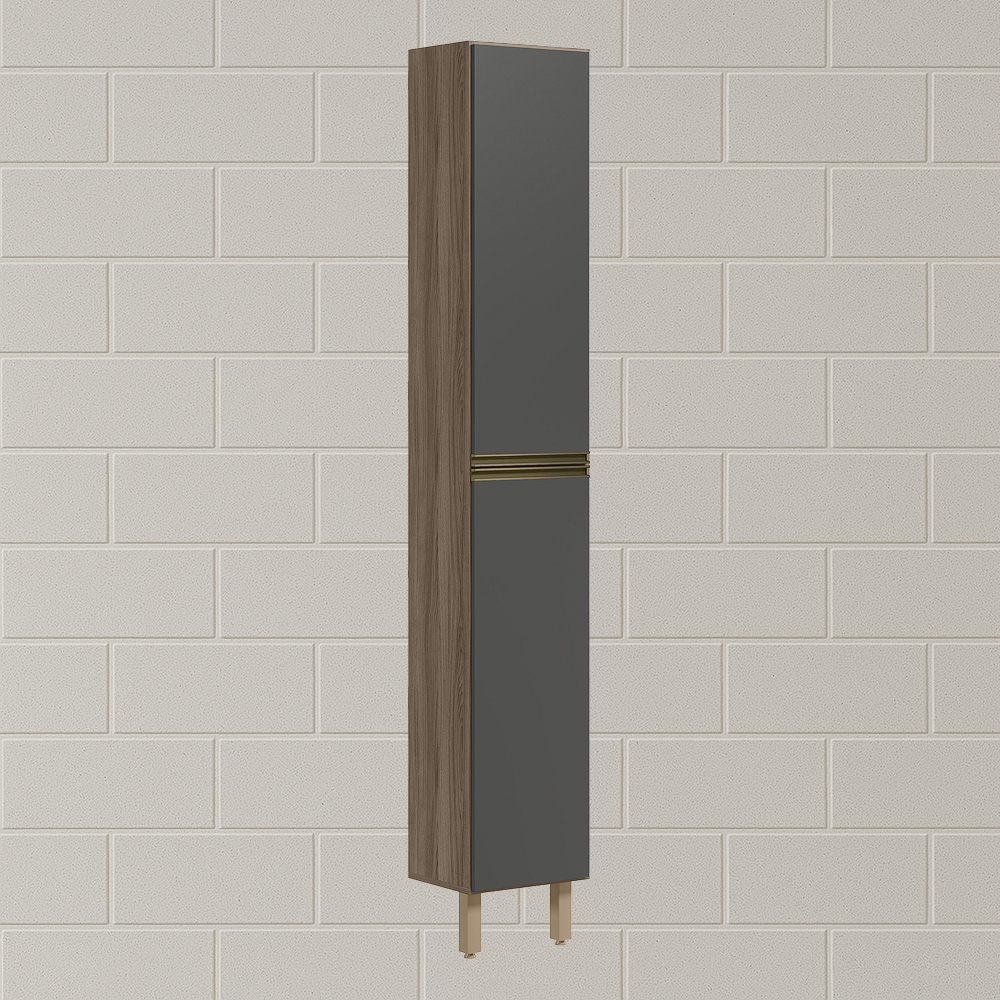 Paneleiro 2 Portas 221X35cm MDF Kali 12228 Carvalho Toq Chumbo Nicioli