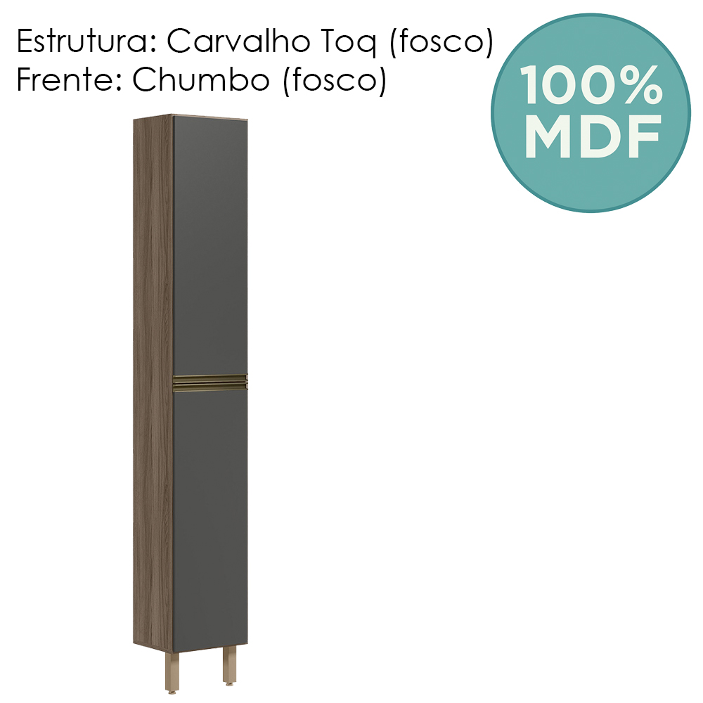 Paneleiro 2 Portas 221X35cm MDF Kali 12228 Carvalho Toq Chumbo Nicioli