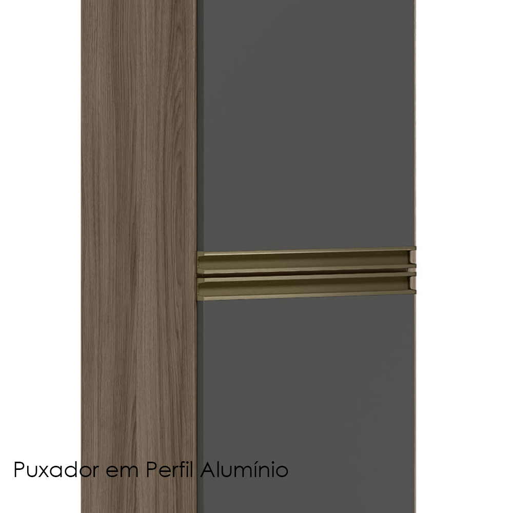 Paneleiro 2 Portas 221X35cm MDF Kali 12228 Carvalho Toq Chumbo Nicioli