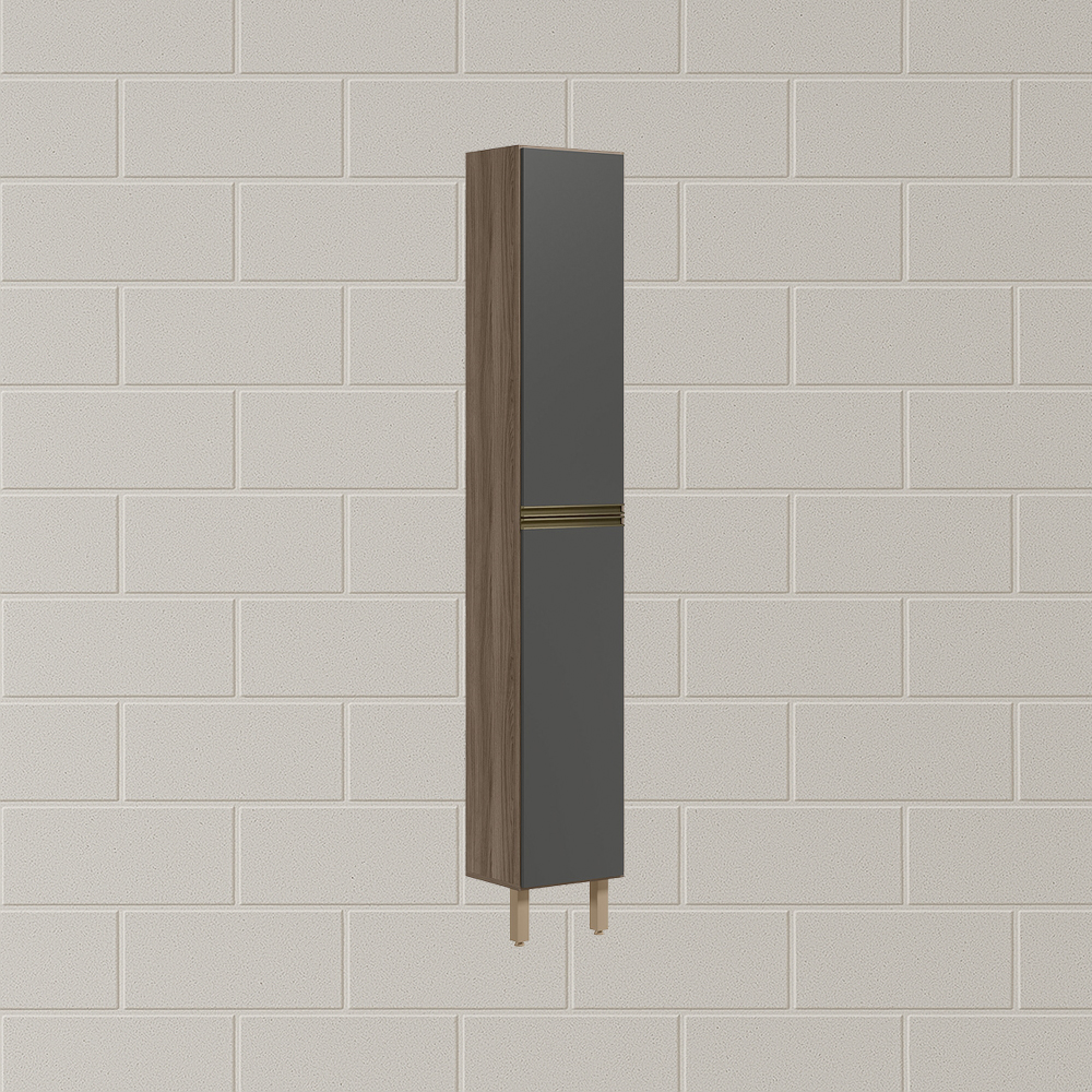 Paneleiro 2 Portas 221X35cm MDF Kali 12228 Carvalho Toq Chumbo Nicioli