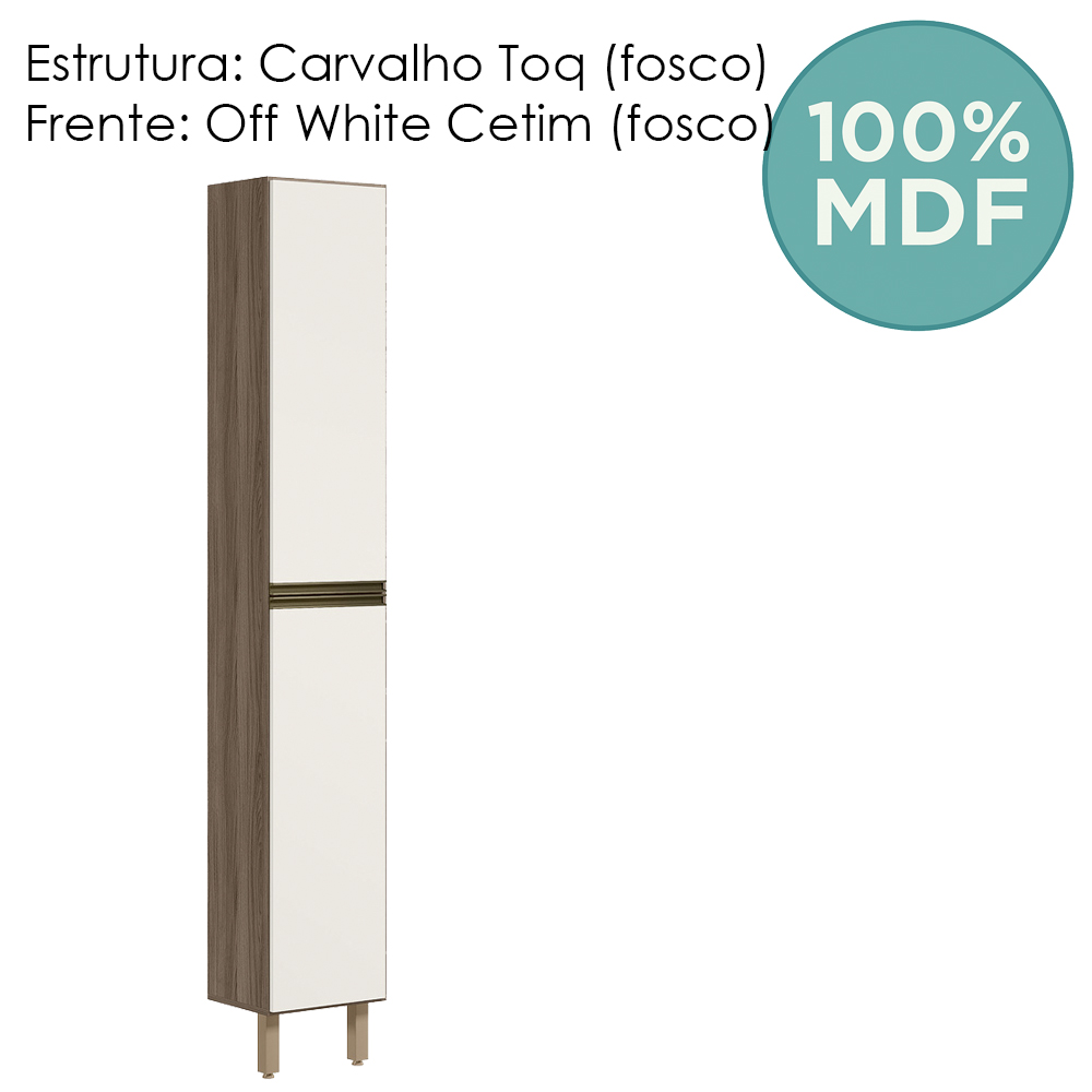 Paneleiro 2 Portas 221X35cm MDF Kali 12228 Carvalho Toq Off White Cetim Nicioli