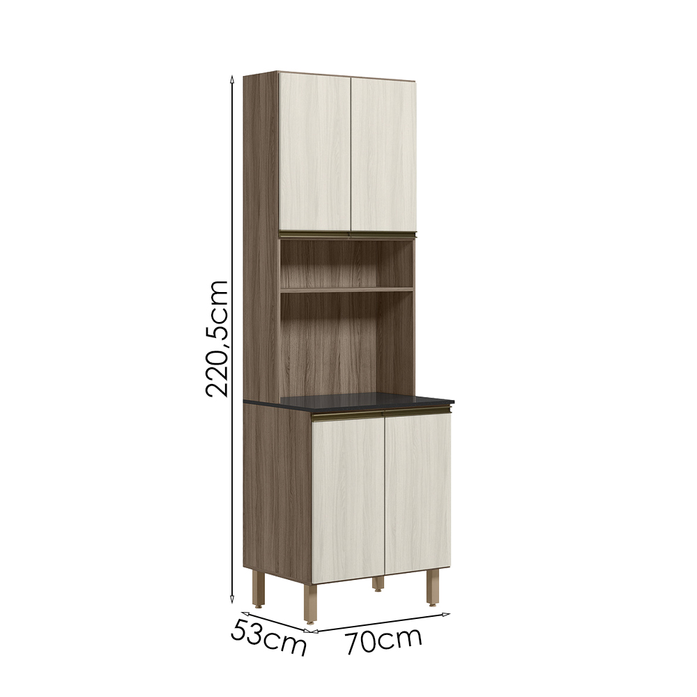 Paneleiro Duplo 4 Portas 70cm MDF Kali 12230 Carvalho Toq Bianco Toq Nicioli