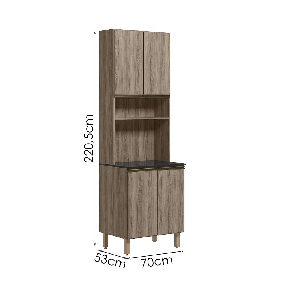Paneleiro Duplo 4 Portas 70cm MDF Kali 12230 Carvalho Toq Carvalho Toq Nicioli
