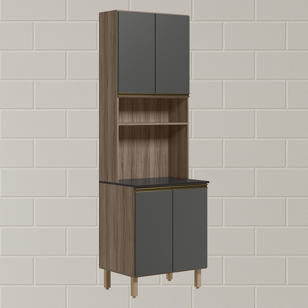 Paneleiro Duplo 4 Portas 70cm MDF Kali 12230 Carvalho Toq Chumbo Nicioli