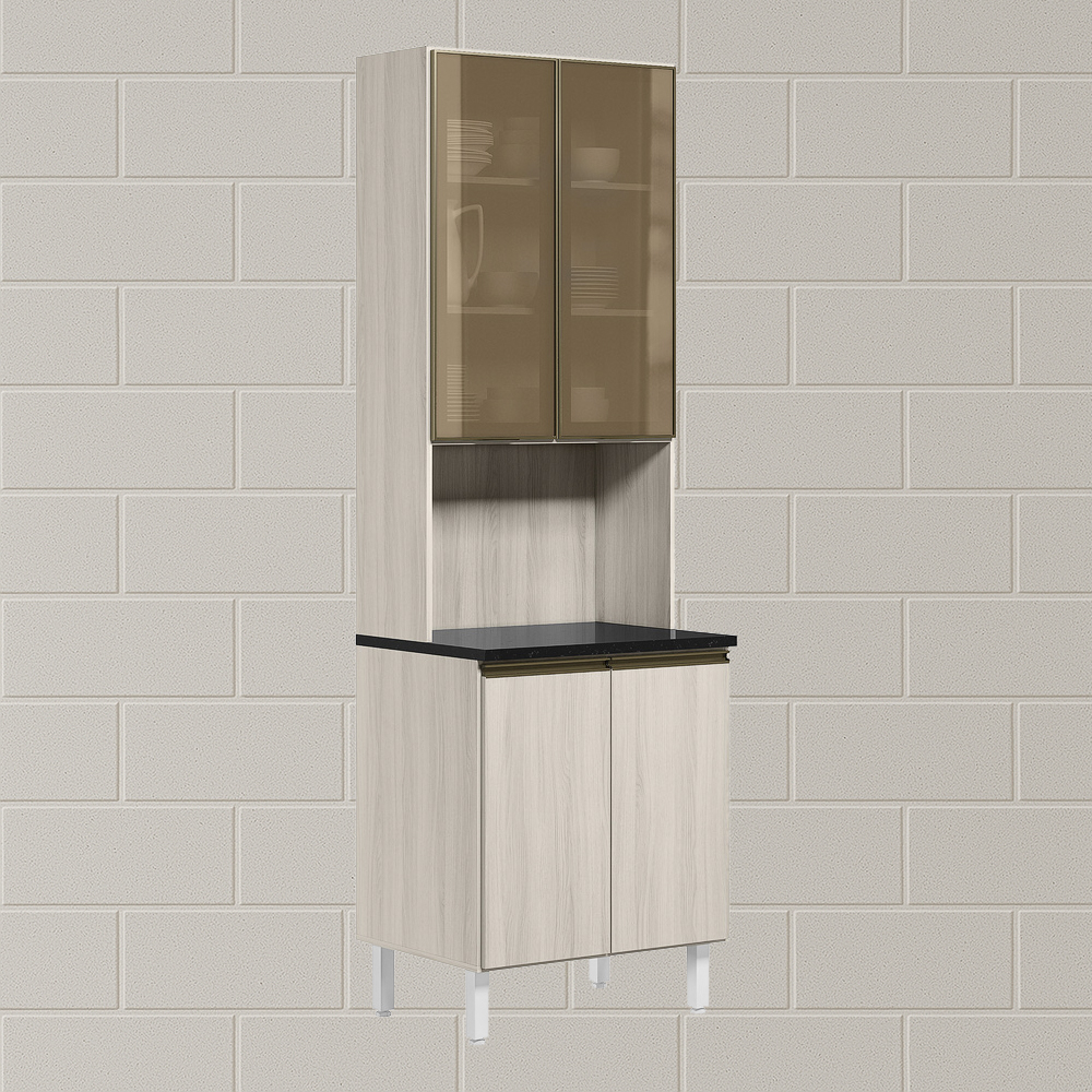 Paneleiro Duplo 4P Vidro 70cm MDF Kali 18340 Bianco Toq Bianco Toq Nicioli