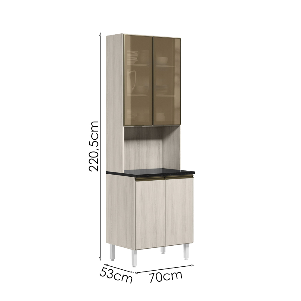 Paneleiro Duplo 4P Vidro 70cm MDF Kali 18340 Bianco Toq Bianco Toq Nicioli