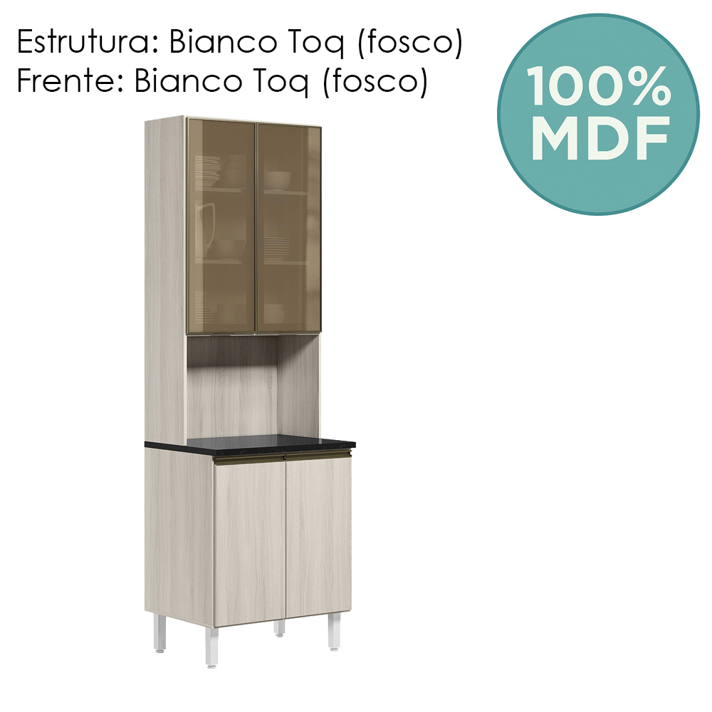 Paneleiro Duplo 4P Vidro 70cm MDF Kali 18340 Bianco Toq Bianco Toq Nicioli