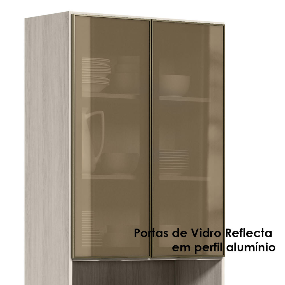 Paneleiro Duplo 4P Vidro 70cm MDF Kali 18340 Bianco Toq Bianco Toq Nicioli