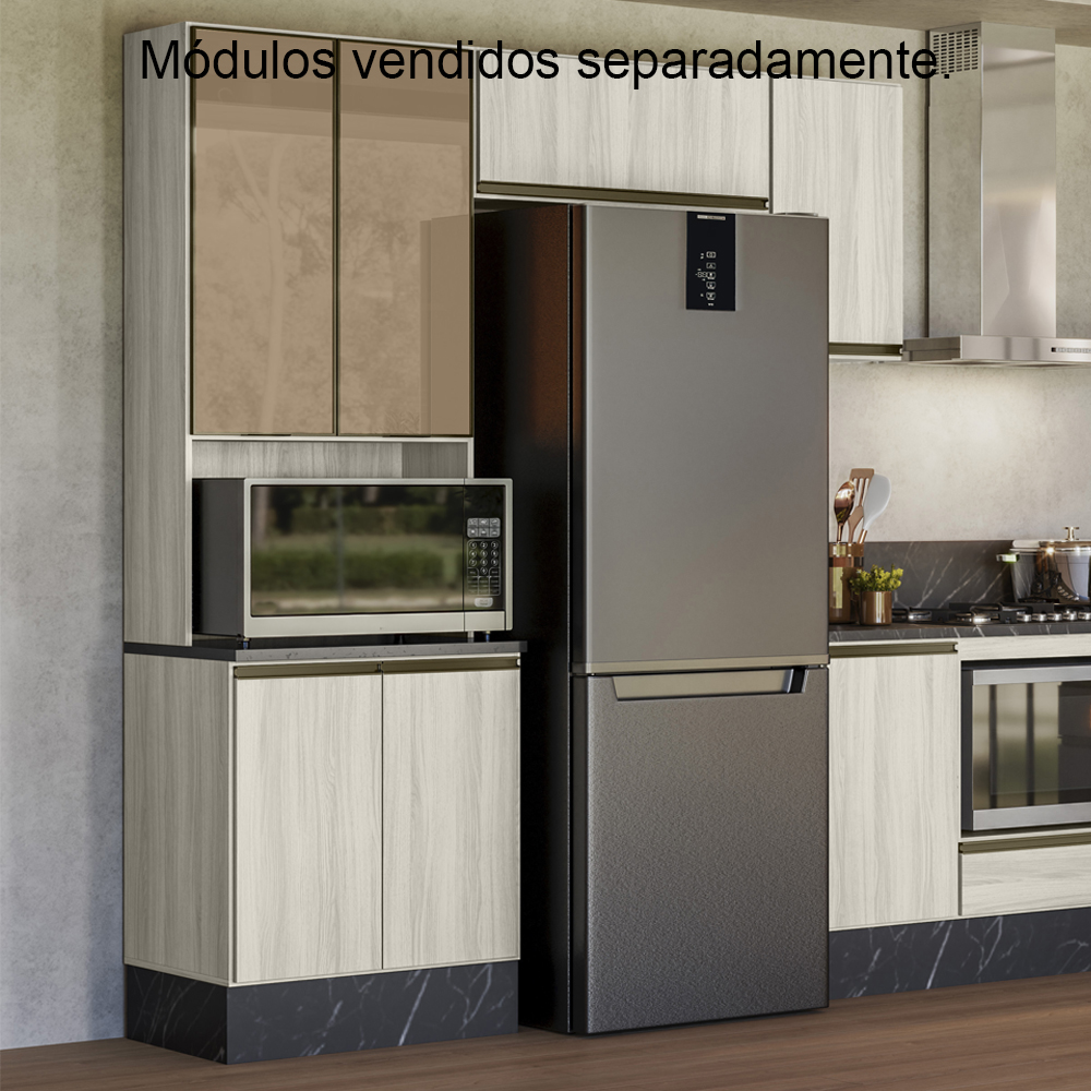 Paneleiro Duplo 4P Vidro 70cm MDF Kali 18340 Bianco Toq Bianco Toq Nicioli