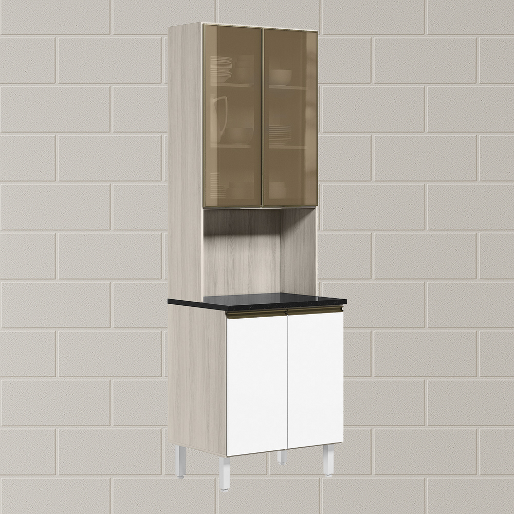 Paneleiro Duplo 4P Vidro 70cm MDF Kali 18340 Bianco Toq Branco Uv Nicioli