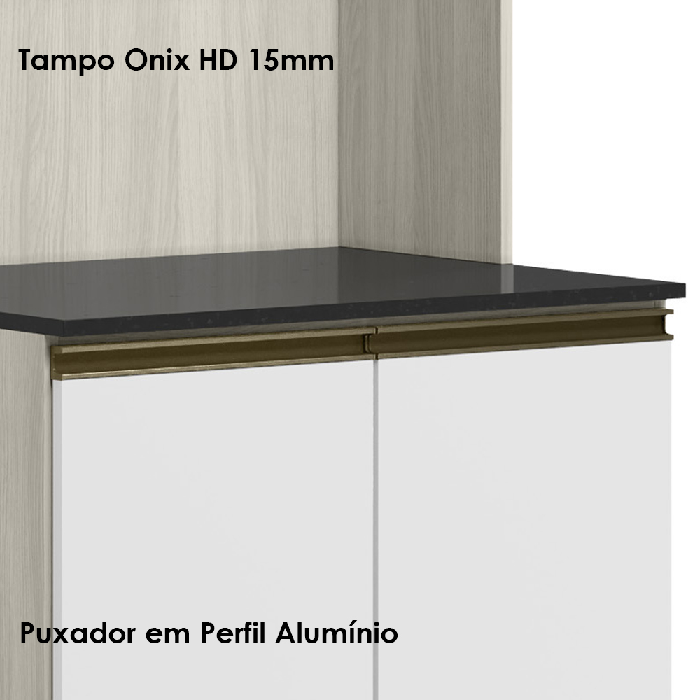 Paneleiro Duplo 4P Vidro 70cm MDF Kali 18340 Bianco Toq Branco Uv Nicioli