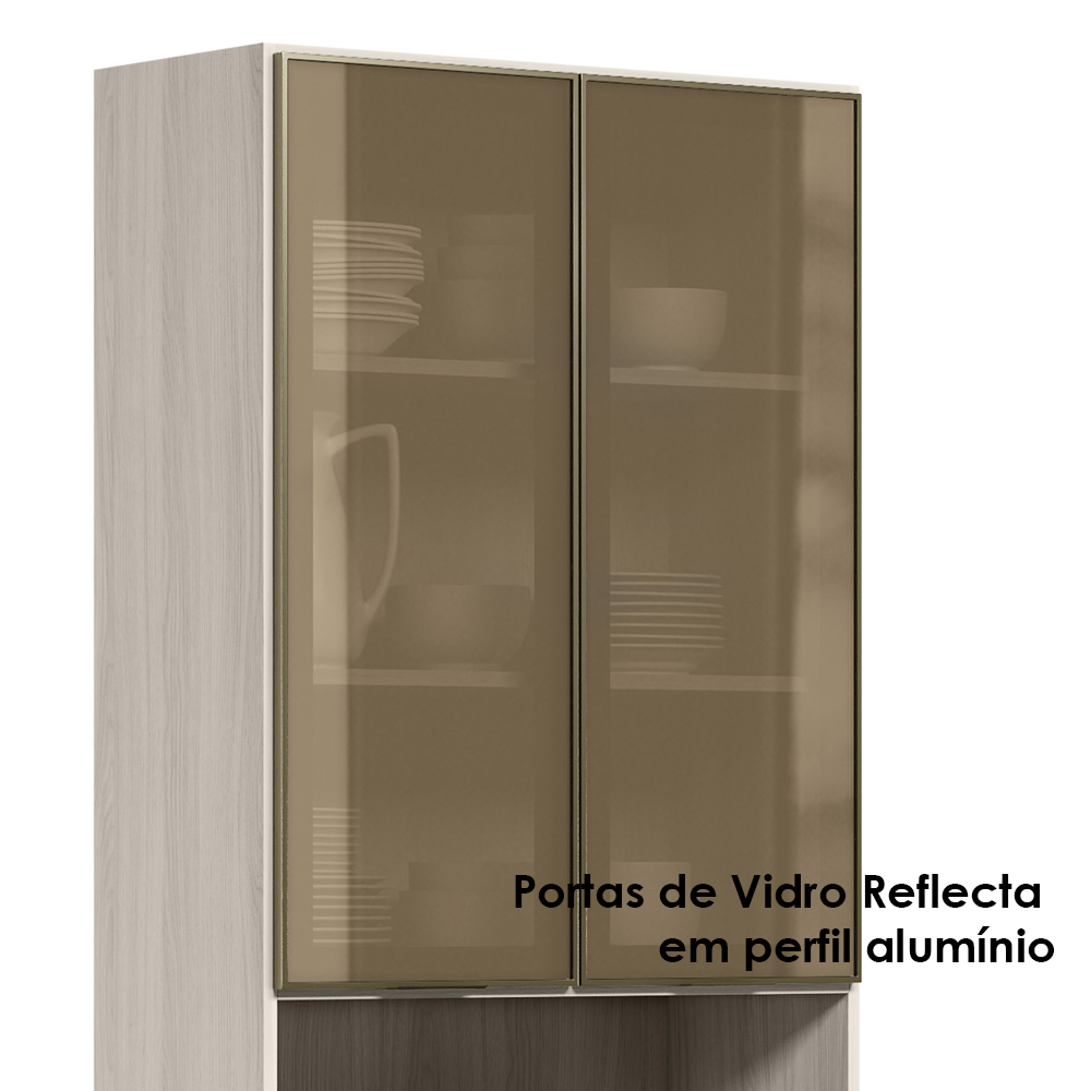 Paneleiro Duplo 4P Vidro 70cm MDF Kali 18340 Bianco Toq Branco Uv Nicioli