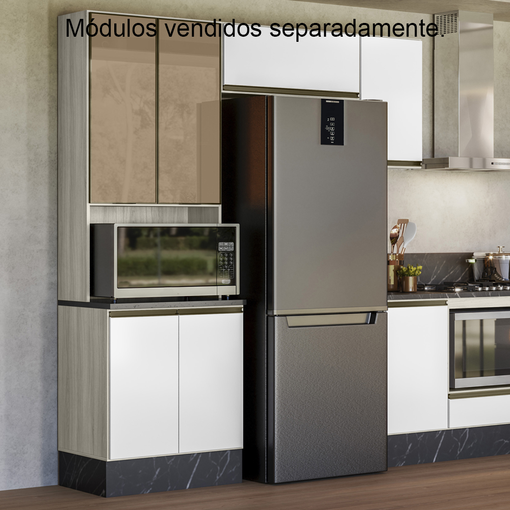 Paneleiro Duplo 4P Vidro 70cm MDF Kali 18340 Bianco Toq Branco Uv Nicioli