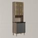 Paneleiro Duplo 4P Vidro 70cm MDF Kali 18340 Carvalho Toq Chumbo Nicioli