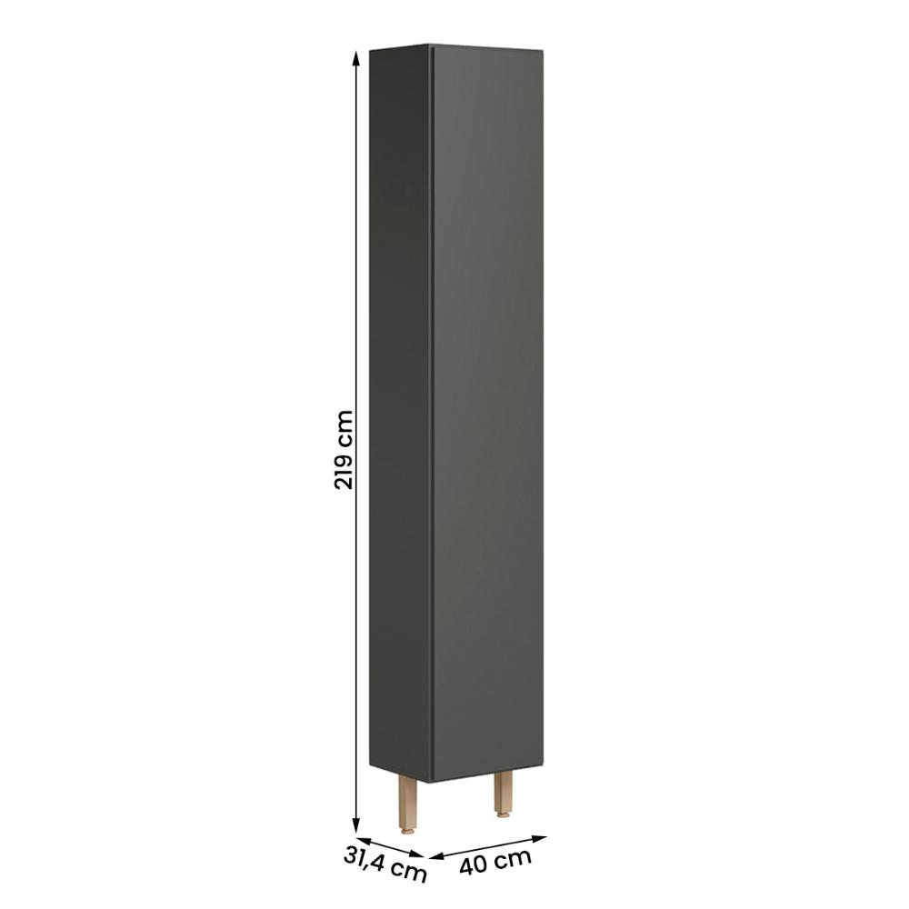 Paneleiro de Cozinha Acacia 219cm com 1 Porta 4 Prateleiras Chumbo