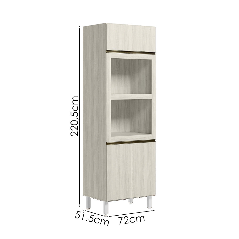 Torre Quente 3P 221X72cm MDF Kali 16866 Bianco Toq Bianco Toq Nicioli