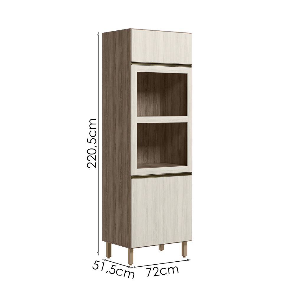 Torre Quente 3P 221X72cm MDF Kali 16866 Carvalho Toq Bianco Toq Nicioli