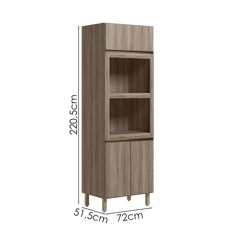Torre Quente 3P 221X72cm MDF Kali 16866 Carvalho Toq Carvalho Toq Nicioli
