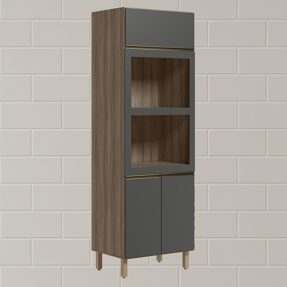 Torre Quente 3P 221X72cm MDF Kali 16866 Carvalho Toq Chumbo Nicioli