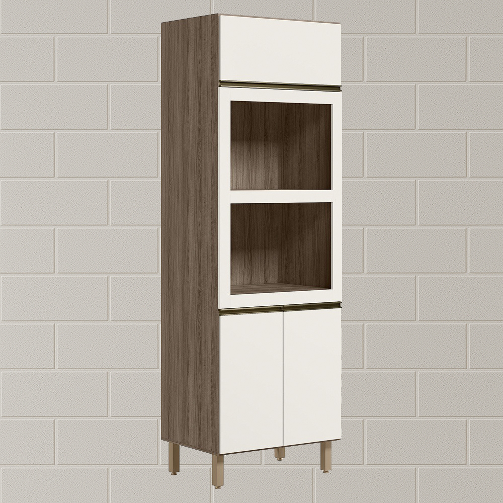 Torre Quente 3P 221X72cm MDF Kali 16866 Carvalho Toq Off White Cetim Nicioli