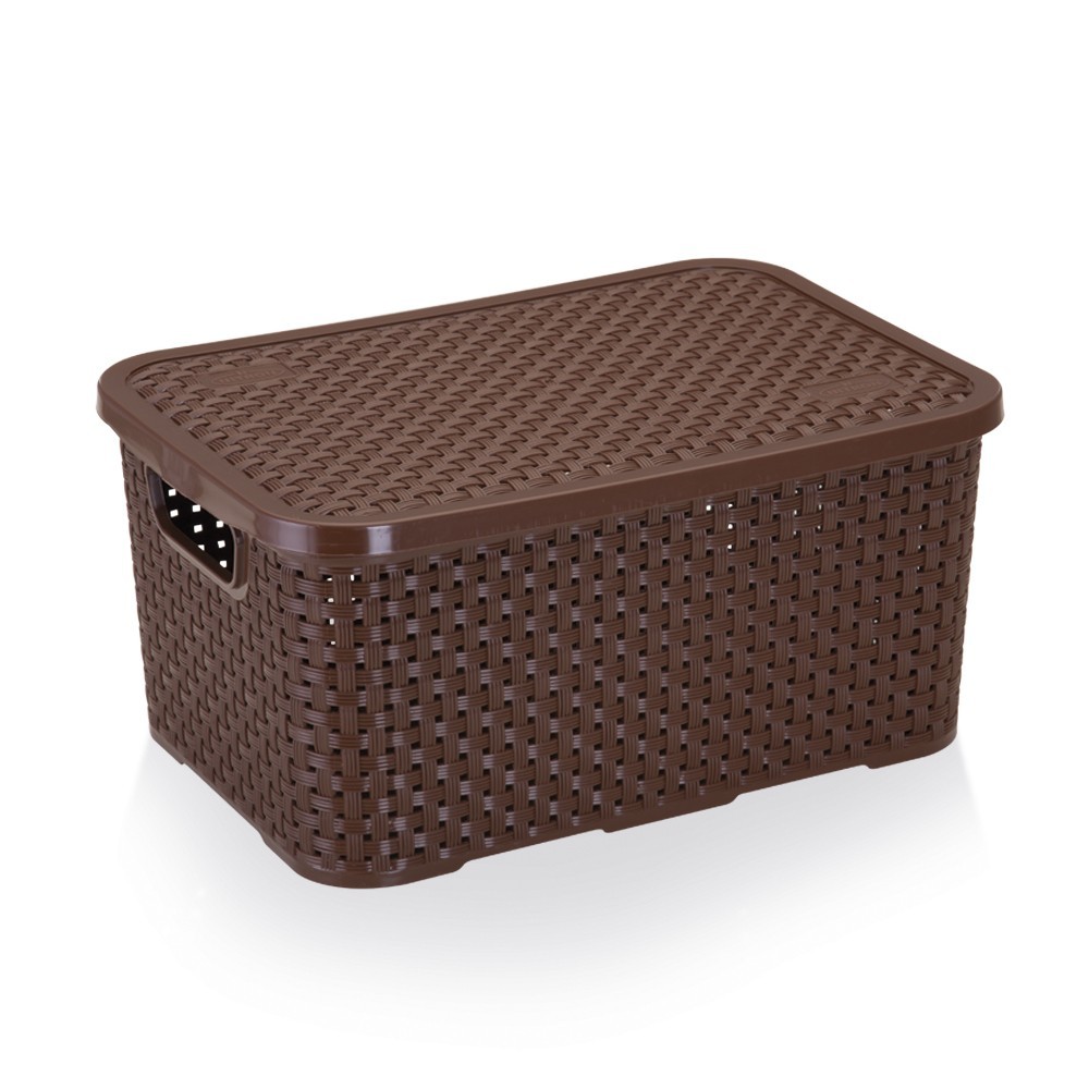 Cesto Organizador C/Tampa Rattan Color Pequeno