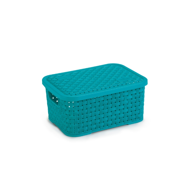 Cesto Organizador Rattan Plástico Nitron Com Tampa Summer