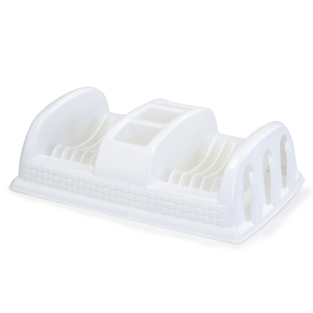 Escorredor de Pratos de Plástico Compacto Rattan Cor Branco