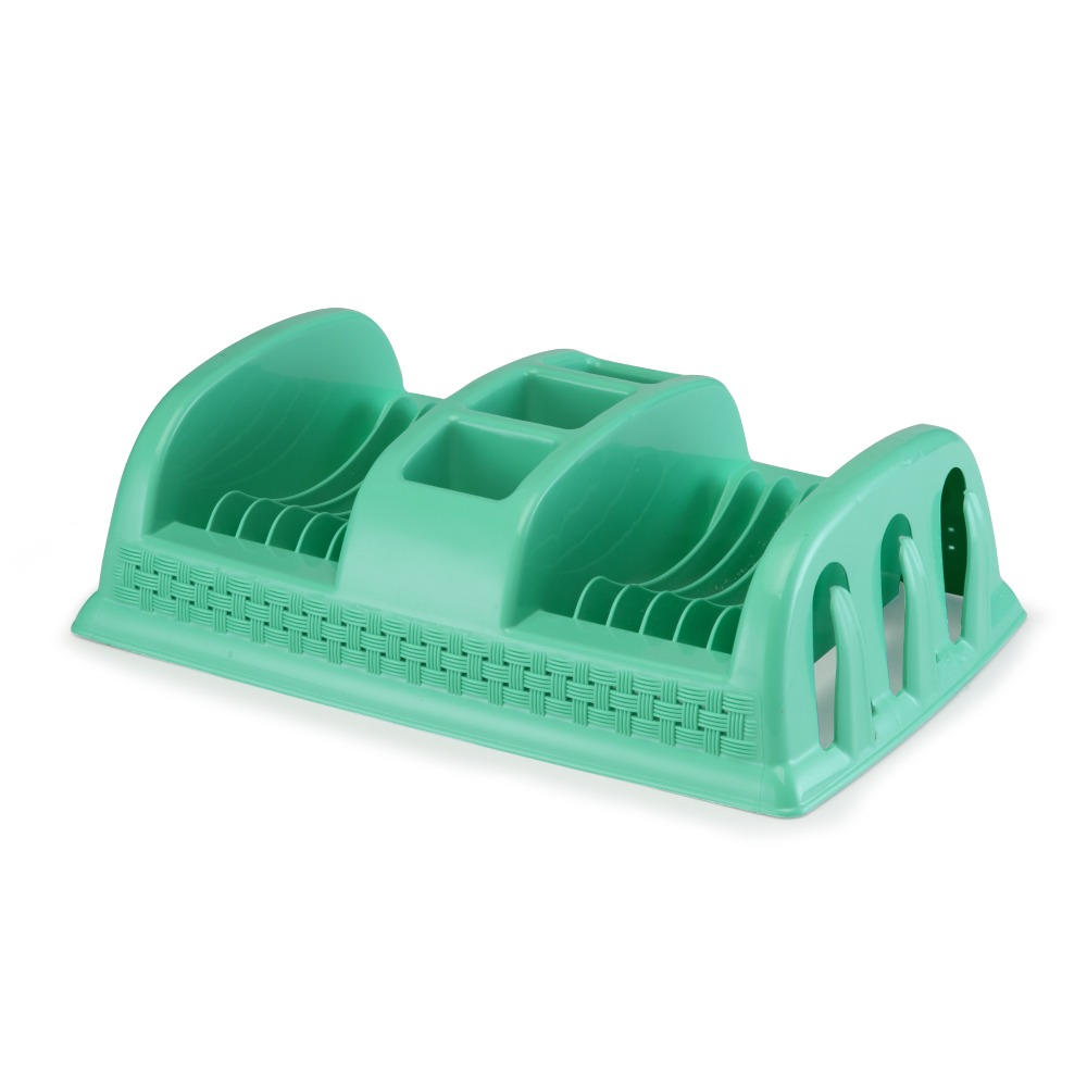 Escorredor de Pratos de Plástico Compacto Rattan Cor Verde