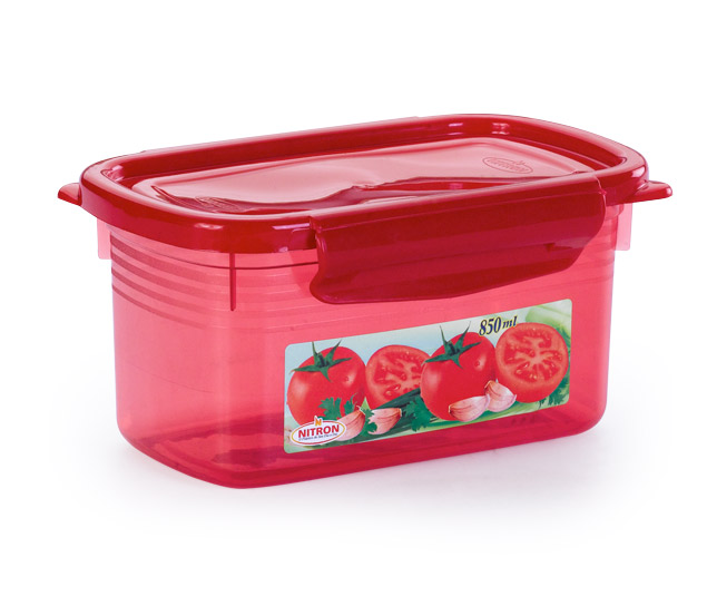 Pote Plástico Microondas Freezer Trava Lateral Tomate 850ml