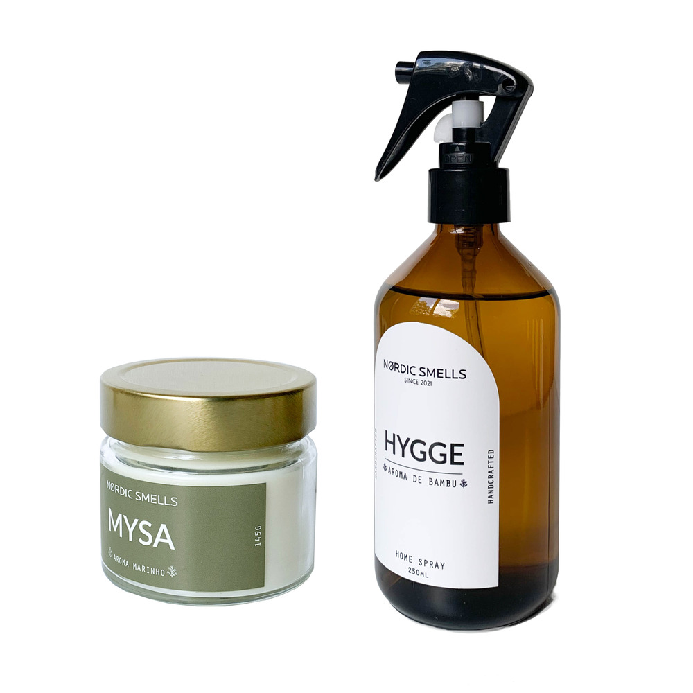 Kit Combo Vela Aromática com Aroma Marinho e Aromatizador de Ambiente de Bambu