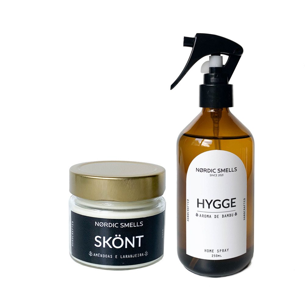 Kit Combo Vela Aromática de Amêndoas e Flor de Laranjeira e Aromatizador de Ambiente de Bambu