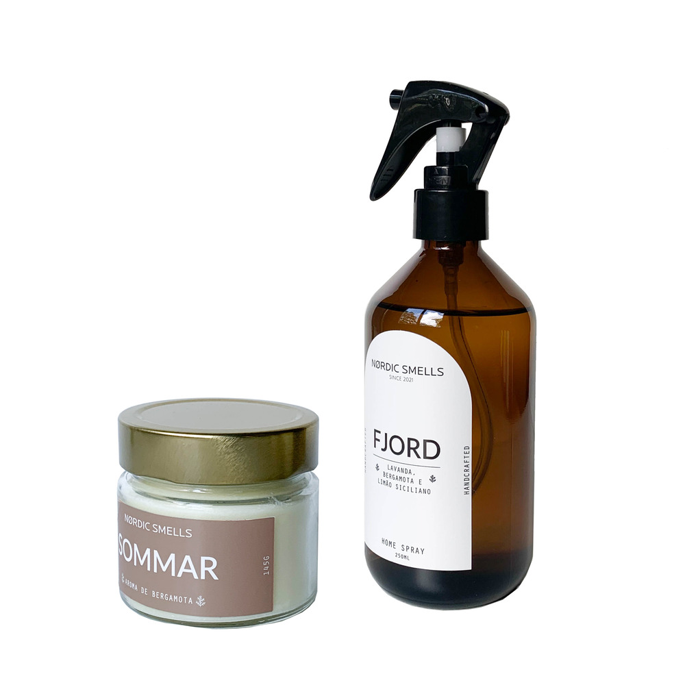 Kit Combo Vela Aromática de Bergamota e Aromatizador de Ambiente de Limão Siciliano, Lavanda e Bergamota