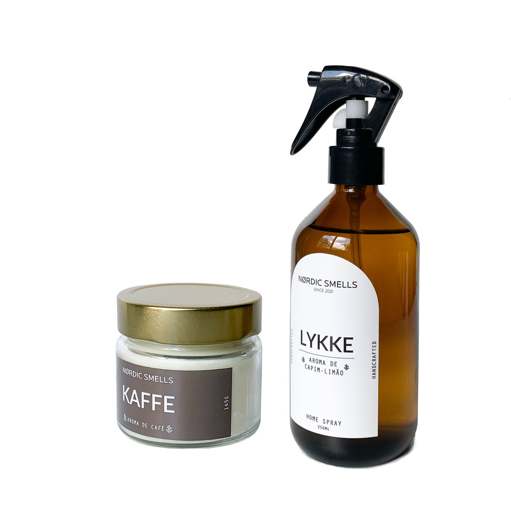 Kit Combo Vela Aromática de Café e Aromatizador de Ambiente de Capim-limão