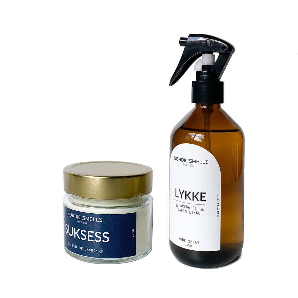 Kit Combo Vela Aromática de Jasmim e Aromatizador de Ambiente de Capim-limão