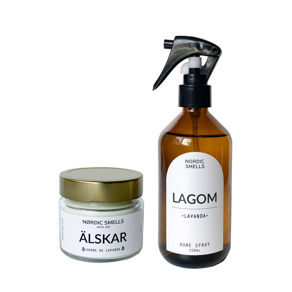 Kit Combo Vela Aromática e Aromatizador de Ambiente de Lavanda