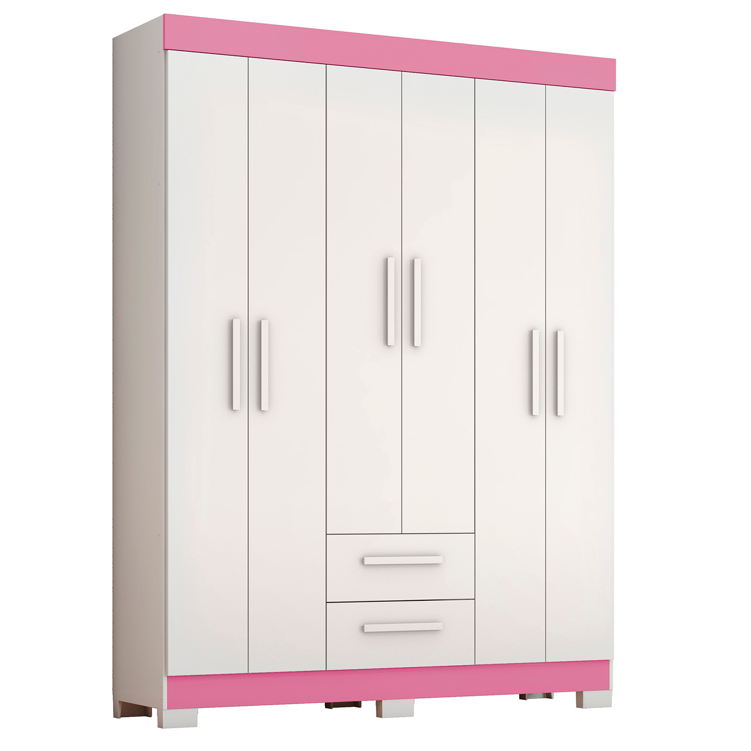 Guarda-Roupa NT 6015 Branco Com Rosa - Notavel